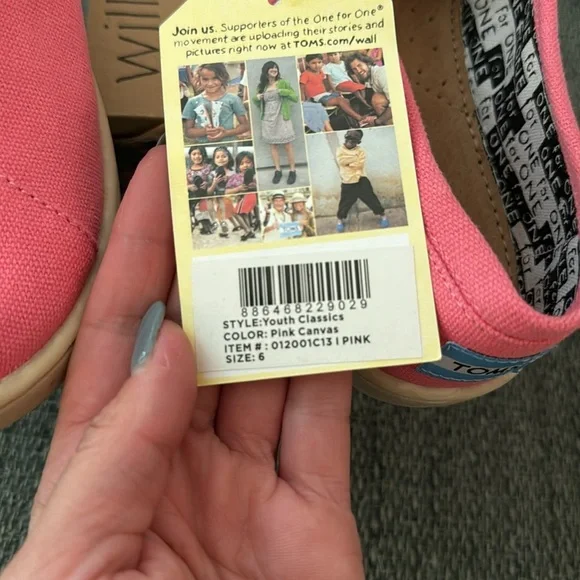 NWT TOMS‎ Espadrilles Classic Slip On Textile Youth Girls Shoes, 6 - Picture 5 of 5